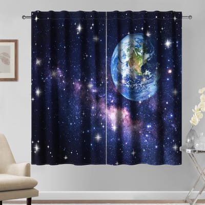 Panelen, sterrenhemel, zonnestelsel op aarde, asteroides, melkweg, sterrenraam voor kinderen, gordijnen voor slaapkamer en woonkamer