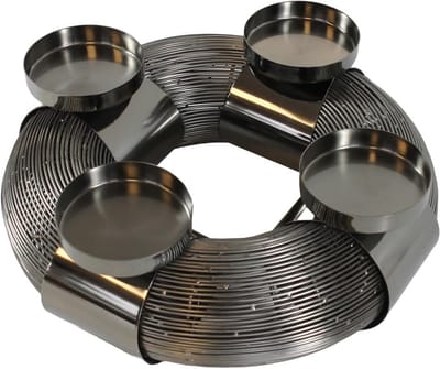 Moderne metalen kandelaar voor 4 stompkaarsen - Decoratief tafelstuk