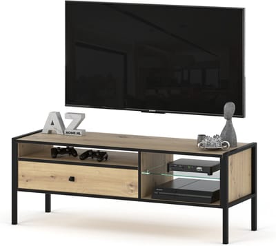 AZ-Home - Tv meubel Livi 7 - Eiken - Zwart - 124 cm - Tv Kast - Kast - Opbergkast