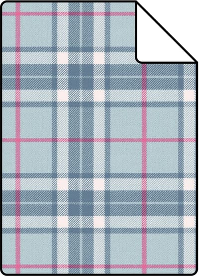 Proefstaal ESTAhome behang ruiten blauw - 26.5 x 21 cm - 132025-S