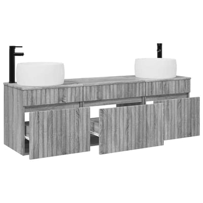 vidaXL - Badkamerkast - set - 3 - st - Grijs - Sonoma - 49 - x - 44,5 - x - 66 - cm