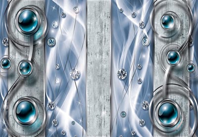 Fotobehang Silver Blue Black Abstract Modern Art | XL - 208cm x 146cm | 130g/m2 Vlies