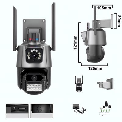 DUAL CAMERA ABQ-203 – WiFi IP Beveiligingscamera met Dubbele Lens, PTZ, IR & Audio