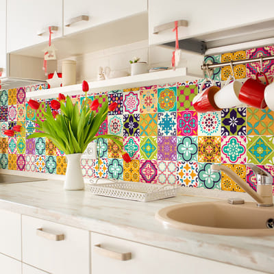 Zelfklevende tegelmuurstickers voor keuken en badkamer - 24 tegelstickers - 24 stickers 10x10cm