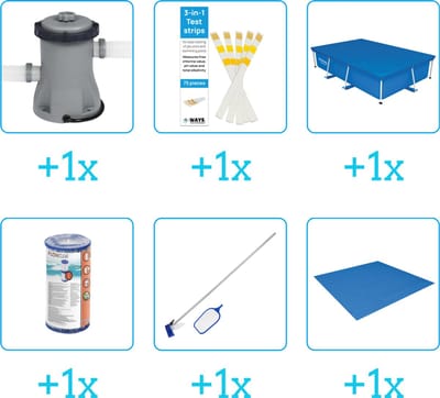 Zwembad Accessoirepakket voor Bestway Steel Pro Zwembad - 259x170x61 cm - Rechthoekig - Bestway - 56403 - 6-delig