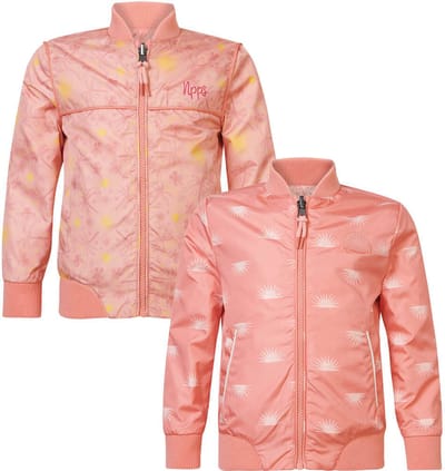 Noppies Girls Jacket Eunice reversible all over print Meisjes Jas - Coral Haze - Maat 92