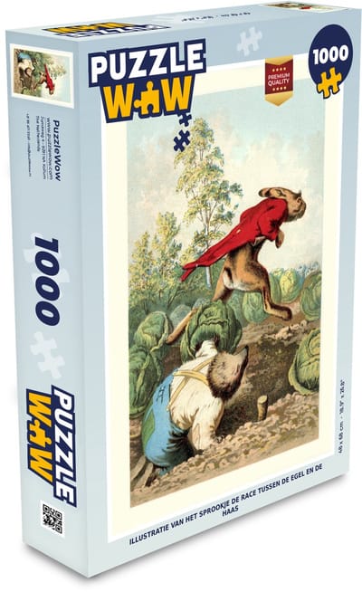 Puzzel Illustratie van het sprookje de race tussen de egel en de haas - Legpuzzel - Puzzel 1000 stukjes volwassenen