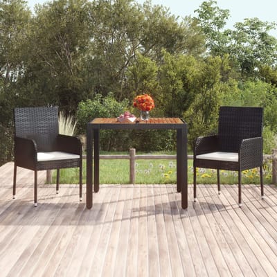 vidaXL - Tuintafel - met - houten - blad - 90x90x75 - cm - poly - rattan - zwart