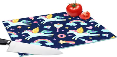 Glazen Snijplank - 39x28 - Eenhoorn - Regenboog - Diamant - Patronen - Snijplanken Glas