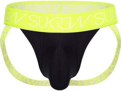 SUKREW Jockstrap Underground Black/Acid Yellow - MAAT S - Heren Ondergoed - Jockstrap voor Man - Mannen Jock