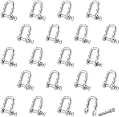 20 stuks schakels D-vorm M4 roestvrij staal schakels D roestvrij staal 304 v4a roestvrij sikkelage koorden staalkabel connector stalen ketting, zilver