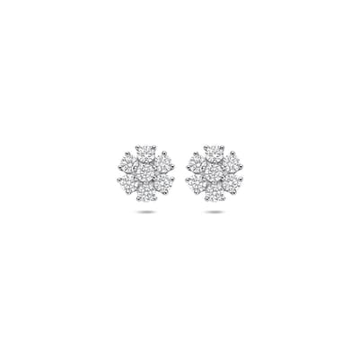 Zilveren gerhodineerde oorknoppen bloem zirkonia 7 mm - 1342252