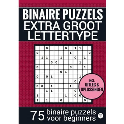 Puzzelboek Groot Lettertype - voor Ouderen, Slechtzienden, Opa, Oma, Senioren - NR.16 - Makkelijke BINAIRE PUZZEL