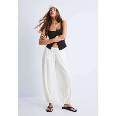 Stradivarius Zwierige pofbroek  Ecru XS