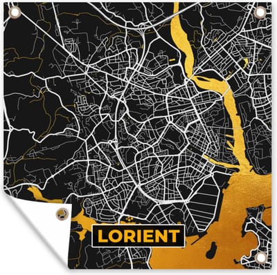 Tuin poster Plattegrond - Lorient - Stadskaart - Frankrijk - Kaart - 200x200 cm - Tuindoek