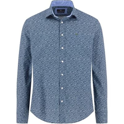 Fynch-Hatton Overhemd Premium Cotton Mini Abstract Pattern Misty Blue / male