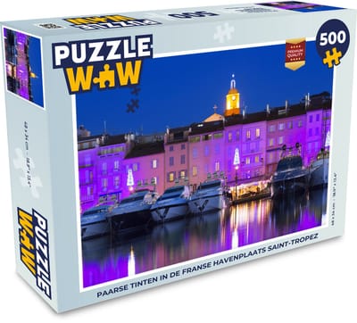 Puzzel Paarse tinten in de Franse havenplaats Saint-Tropez - Legpuzzel - Puzzel 500 stukjes