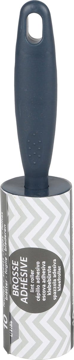 Urban Living kledingroller - 21 cm - zwart - pluisverwijderaar - 6 extra rollen - kleefroller