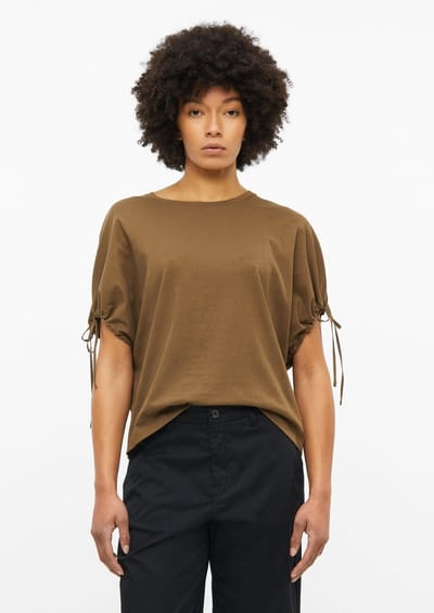 Dames T-shirt van zacht katoen met vleermuismouwen en trekkoord s.Oliver