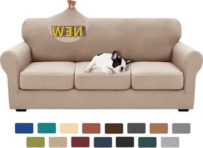 Bankhoezen 4-delig - Meubelbeschermer Sofa - Meubels Beschermen - Hoge Stretch Jacquard - 180-231 cm - Kaki
