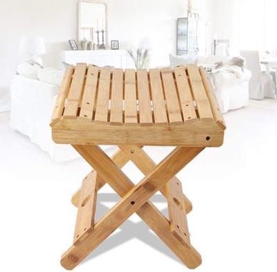 Douchekruk Opvouwbaar - Badkamerbank Hout - Ontspanning in Huis - Elegant Glad Design - 31 cm Hoog - Houtkleur