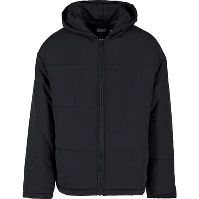 Urban Classics - Hooded Block Gewatteerd jack - L - Zwart