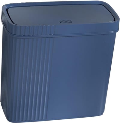 Smalle prullenbak - Afvalbak met deksel - Ruimtebesparend gebruik - Drukknop deksel - 28x13.5x27.3 cm - Blauw