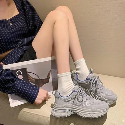 Lente en Herfst Nieuwe Stijl Modieus Comfortabel en Casual Dikke zool Mesh Slijtvaste Dames Sportschoenen 40 beige