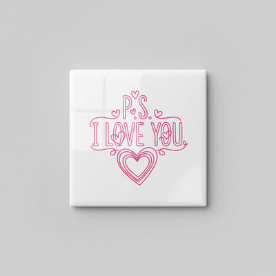 P.S. I Love You Quote Tegel 15x15 cm – Romantisch Hart Design Keramische Decoratieve Tegel Cadeau