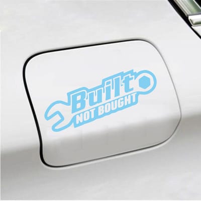Bumpersticker - Built Not Bought - 8 X 20 - Licht Blauw