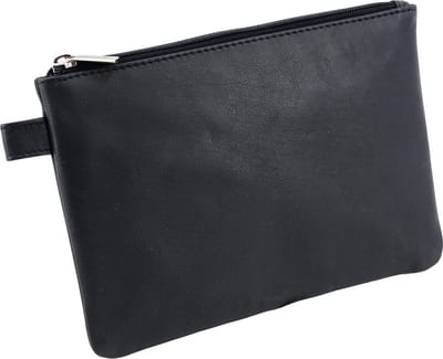 Alassio opbergetui - leer - zwart - 23 x 16 - JU-42233