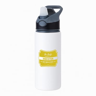 Hacebo® - De beste meester, dat ben ik dus waterfles met rietje zwart - iemand die een meester is - beste ooit - werk - collega - school - verjaardagscadeau - kado - gift - geschenk - afscheidscadeau - welkomscadeau - water fles - 650ML