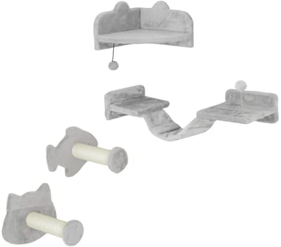 Wishdor - Kattenkrabpaal - pluche - verticale structuur - 90B x 26T x 12,5H cm LIGHT GREY