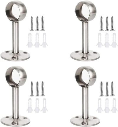 Solidchoice - Set van 4 Kledingstaafhouders voor Gordijnen met Schroeven en Expansiebuizen