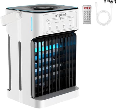 RFWR® Draagbare airconditioner met dubbele motor en 7 kleuren nachtlampje - Efficiënte koeling voor slaapkamer en kantoor