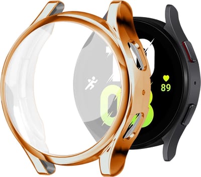 Strap-it TPU case - rosé goud bescherm hoesje geschikt voor Samsung Galaxy Watch 5 44mm - rosé gouden beschermhoes voor Galaxy Watch 5 44mm
