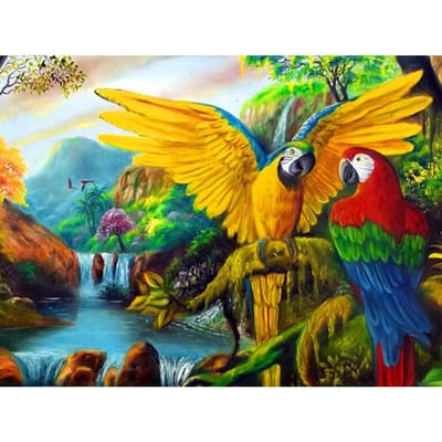 Diamant schilderij kruissteek dieren diamant borduurwerk vogel steentjes papegaai kubus handwerk 20X30CM yellow