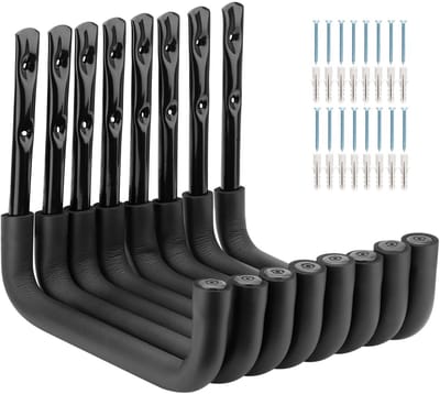 Dailygoods- Ladderhaken 25cm - 8 Stuks - Zware Kwaliteit - Muurbevestiging - Organisator - Hoog Laadvermogen 23kg per Haak - Opslaghaken