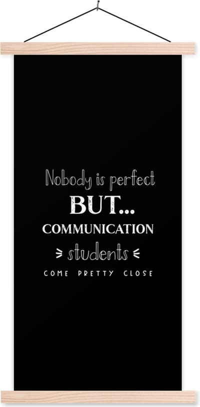 Posterhanger incl. Poster 60x120 cm - Schoolplaat - Quote - Communicatie - Studeren - Textielposter - Blanke latten
