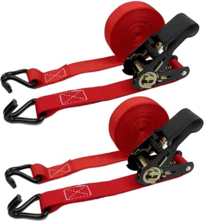 800kg Ratchet Straps 6M x 25mm - 2 Pack with Hooks