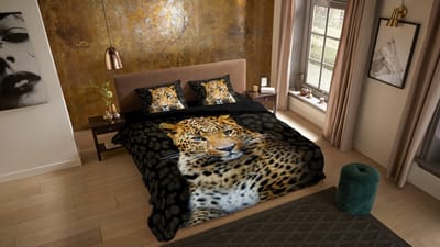 Pure dekbedovertrek luipaard - 1 persoons 140x200/220 cm - Zwart - Microvezel