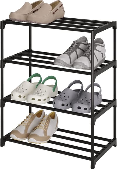 Unyqoos ® Schoenenrek Veelzijdig en Ruimtebesparend met Vier Niveaus voor Schoenen en Meer