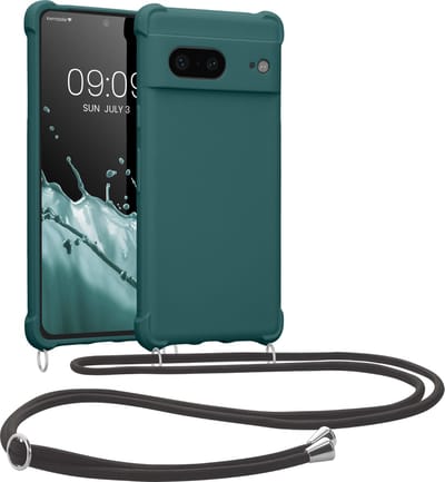 kwmobile telefoonhoesjegeschikt voor Google Pixel 7 - Hoesje van siliconen met telefoonkoord - In petrol