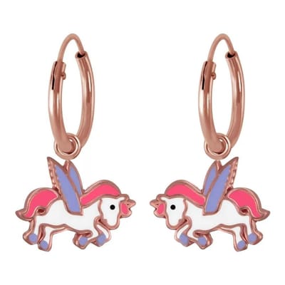 WeLoveSilver kinderoorbellen - zilver - eenhoorn - rose gold plated