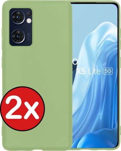 Hoesje - 2 Stuks - Geschikt voor OPPO Find X5 Lite - Sterk & Shockproof - Telefoonhoes - Back Cover - Case Siliconen - Telefoon Hoes - Groen
