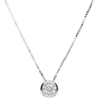 Single Stone Solitaire Cz Cubic Zirkonia Delicaat Fijn Doosketting 925 Sterling Zilver Bezel 5mm Cz Single Stone Ketting 925 40cm