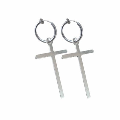 Fake Oorringen-Kruis-Zilverkleur - Charme Bijoux