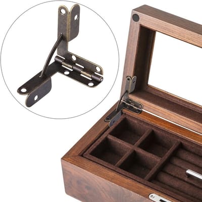 Ondersteunende veer scharnier voor sieraden, wijnkoffer en horlogebox met houten deksel - 20 stuks (brons)
