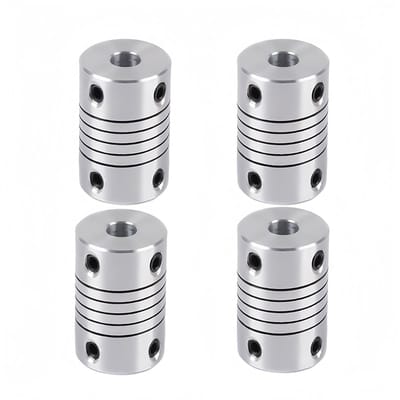 Dailygoods- Flexibele Koppeling Aluminium - 7mm tot 7mm As Koppeling - 19x25mm - 4 Stuks - Slijtvast/Corrosiebestendig - Hoogwaardige Elasticiteit