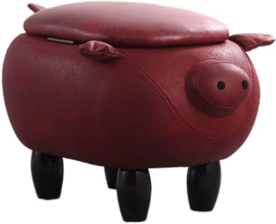 Opberger Voetenbank - Dieren Kruk - Voeten Rusten - Stabiele Houten Basis - 32cm - Geel